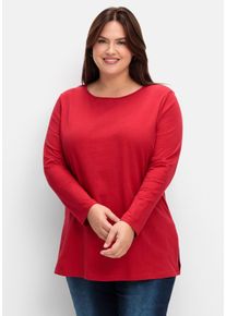 Große Größen Longshirt mit hohen Seitenschlitzen Gr. 40 rot von sheego für Damen
