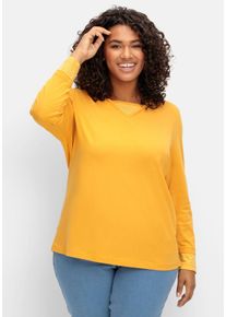 Große Größen Shirt mit Streifendetails, im Layerlook Gr. 44 gelb von sheego für Damen