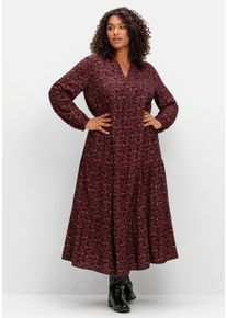 Große Größen Gestuftes Maxikleid mit Alloverprint Gr. 56 schwarz von sheego für Damen