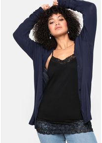 Große Größen Strickjacke aus Viskose, mit tiefem V-Ausschnitt Gr. 56/58 blau von sheego für Damen