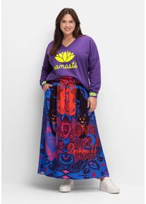 sheego loves miss goodlife Große Größen Maxirock aus Viskose-Satin, im Multicolor-Muster Gr. 40 schwarz von sheego für Damen