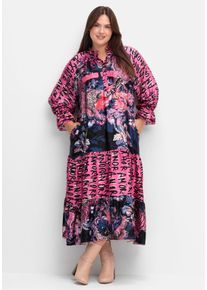 sheego loves miss goodlife Große Größen Maxikleid im Mustermix, mit Volant Gr. 42 pink geblümt von sheego für Damen