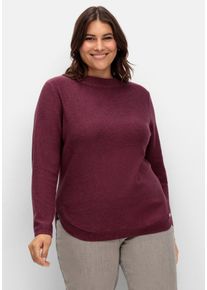 Große Größen Pullover mit Stehkragen und gerundetem Saum Gr. 54 rot von sheego für Damen
