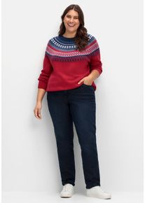Große Größen Gerade Jeans mit kariertem Thermo-Innenfutter Gr. 44 blau von sheego für Damen