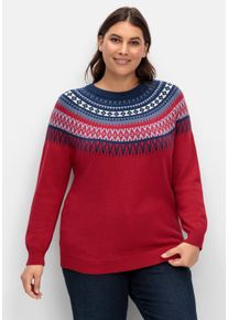 Große Größen Norwegerpullover aus weicher Baumwolle Gr. 46 rot von sheego für Damen