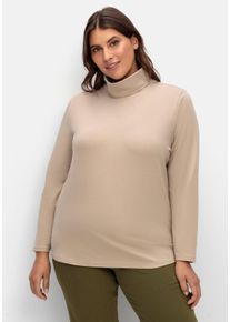 Große Größen Langarmshirt mit Rollkragen, aus elastischem Jersey Gr. 40 braun von sheego für Damen