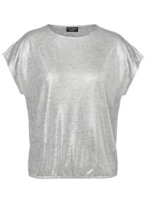 Via Appia Due Große Größen Shirt mit schimmerndem Foliendruck Gr. 52 silber für Damen