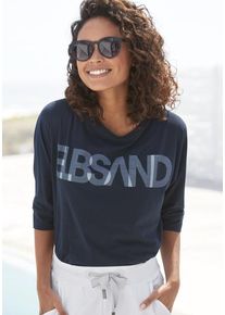 ELBSAND 3/4-Arm-Shirt coldwater Gr. L (40) für Damen. Rundhals und Logodruck. Figurumspielend. Nachhaltig.