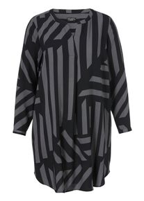 Via Appia Due Große Größen Longtunika mit Grafikprint und Eingrifftaschen Gr. 46 schwarz für Damen