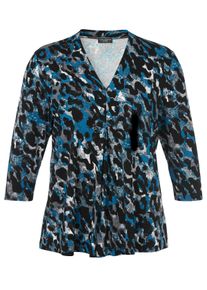 Via Appia Due Große Größen 3/4-Arm-Shirt mit Grafikprint und Faltendetail vorn Gr. 46 blau für Damen