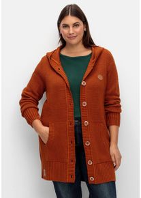 Große Größen Strickjacke mit Kapuze, in Longform Gr. 40 braun von sheego für Damen