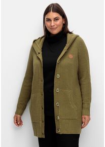 Große Größen Strickjacke mit Kapuze, in Longform Gr. 46 grün von sheego für Damen