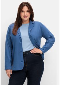Große Größen Jerseyblazer mit Reverskragen und Knopfverschluss Gr. 42 blau von sheego für Damen