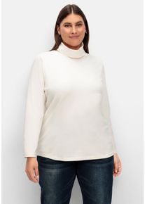 Große Größen Langarmshirt mit Rollkragen, aus elastischem Jersey Gr. 40 beige von sheego für Damen
