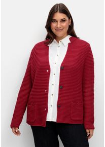 Große Größen Grobstrickjacke mit Stehkragen und Taschen Gr. 44 rot von sheego für Damen