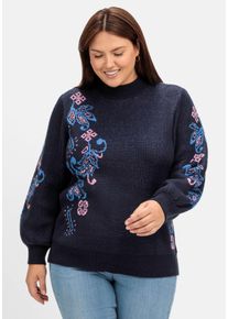 sheego by Joe Browns Große Größen Pullover mit floralem Jacquardmuster Gr. 52/54 blau geblümt von sheego für Damen