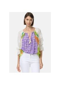 PM SELECTED Damen Romantische Tunika Bluse im Mustermix mit Spitze in Einheitsgröße PM61