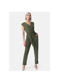 PM SELECTED Damen Overall Business Jumpsuit Wickeloptik mit Bindegürtel ohne Ärmel in Einheitsgröße PM36