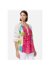 PM SELECTED Damen Romantische Tunika Bluse im Mustermix mit Spitze in Einheitsgröße PM61