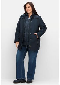 Große Größen 4-in-1 Outdoorjacke mit Kapuze Gr. 40 blau von sheego für Damen