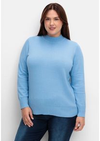 Große Größen Pullover aus Feinstrick, mit Stehkragen Gr. 46 blau von sheego für Damen