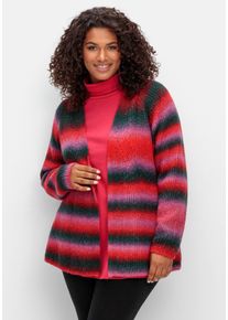 Große Größen Strickjacke mit Patentstrickmuster Gr. 40/42 rot von sheego für Damen