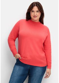 Große Größen Pullover aus Feinstrick, mit Stehkragen Gr. 56 rot von sheego für Damen