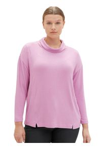 Tom Tailor Große Größen Meliertes Langarmshirt mit Rollkragen Gr. 50 rot für Damen