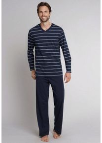 Schiesser Pyjama "selected! premium inspiration" (2 tlg) bis Gr. 62(5XL), V-Ausschnitt, blau