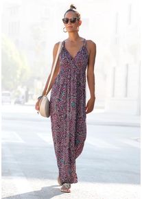 Lascana Maxikleid mehrfarbig Gr. 32 für Damen. Mit V-Ausschnitt. Figurumspielend