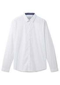 Tom Tailor Herren Hemd mit Kentkragen, weiß, Uni, Gr. L