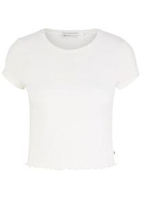 Tom Tailor DENIM Damen Cropped T-Shirt, braun, Uni, Gr. XL