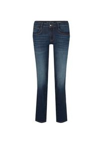 Tom Tailor Damen Alexa Straight Jeans, blau, Logo Print, Gr. 27/30