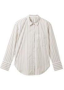 Tom Tailor Damen Bluse mit aufgesetzter Brusttasche, grau, Streifenmuster, Gr. 44
