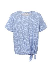 Tom Tailor DENIM Damen T-Shirt mit Knotendetail, blau, Print, Gr. XL
