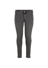 Tom Tailor Damen Plus - Used Look Skinny Jeans mit Bio-Baumwolle, schwarz, Gr. 46
