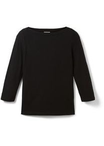 Tom Tailor Damen 3/4 Arm Shirt mit Bio-Baumwolle, schwarz, Uni, Gr. M