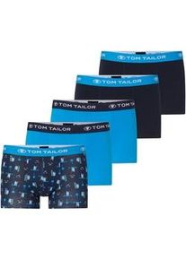 Tom Tailor Herren Boxershorts im 5er Pack, blau, Logo Print, Gr. S/4