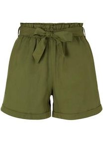 Tom Tailor DENIM Damen Shorts mit elastischem Bund, grün, Logo Print, Gr. XL