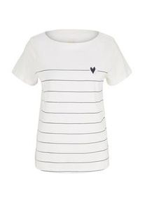 Tom Tailor Damen Gestreiftes T-Shirt mit Bio-Baumwolle, weiß, Streifenmuster, Gr. XXL