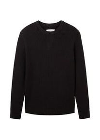 Tom Tailor DENIM Herren Sweatshirt mit Struktur, schwarz, Uni, Gr. XXL