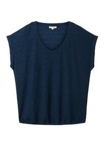 Tom Tailor Damen Basic T-Shirt, blau, Uni, Gr. S