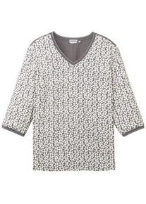Tom Tailor Damen Plus - Gemustertes Shirt, grau, Blumenmuster, Gr. 50