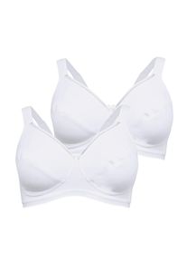 Große Größen Doppelpack BHs ohne Bügel Gr. 90D weiß von sheego für Damen