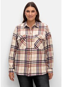 Große Größen Karierte Bluse aus weich angerautem Flanell Gr. 42 rot von sheego für Damen