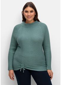 Große Größen Pullover im Rippstrick, mit Raffung vorn Gr. 50 grün von sheego für Damen