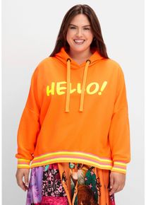 sheego loves miss goodlife Große Größen Neon-Kapuzensweatshirt mit Wordingprint Gr. 50 orange von sheego für Damen