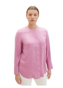 Tom Tailor Große Größen Melierte Bluse mit Rundhalsausschnitt und Brusttasche Gr. 54 rot für Damen