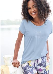 Vivance Dreams T-Shirt blau Gr. 32/34 für Damen. Mit Rundhals. Loose Fit. Nachhaltig.