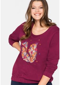 Große Größen Sweatshirt mit Tierdruck und Rundhalsausschnitt Gr. 48/50 rot geblümt von sheego für Damen